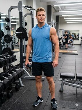 Under Armour Blue Sleeveless Hooded Performance Tank Top